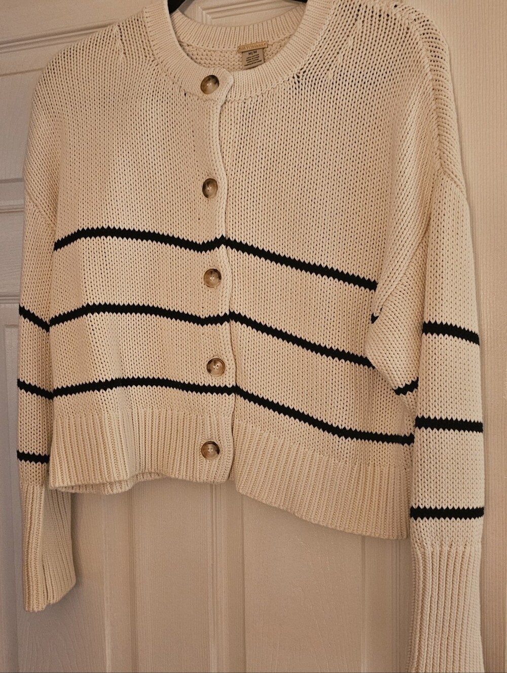 Magaschoni Oversized Striped Sweater Cardigan Size MEDIUM